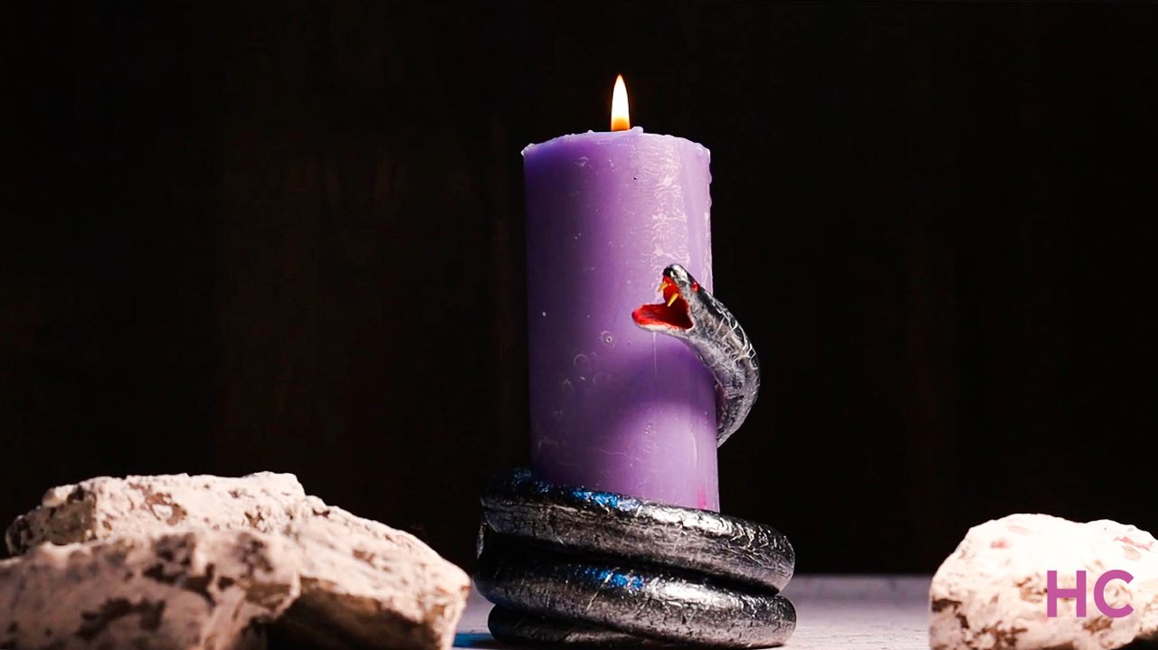 DIY Snake Candle Holder for Halloween - clay craft