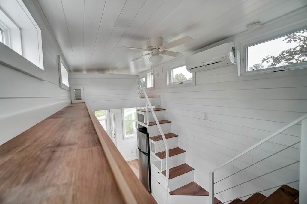 Gallaway Tiny House - Catwalk connecting twin lofts