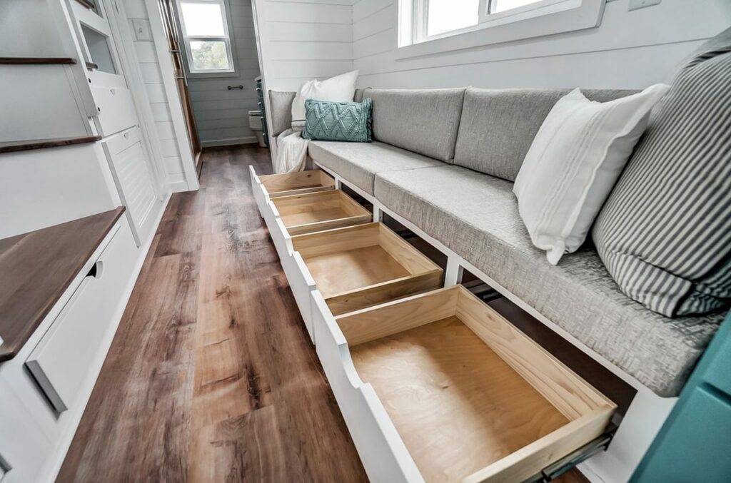 Gallaway Tiny House - Storage in Living room