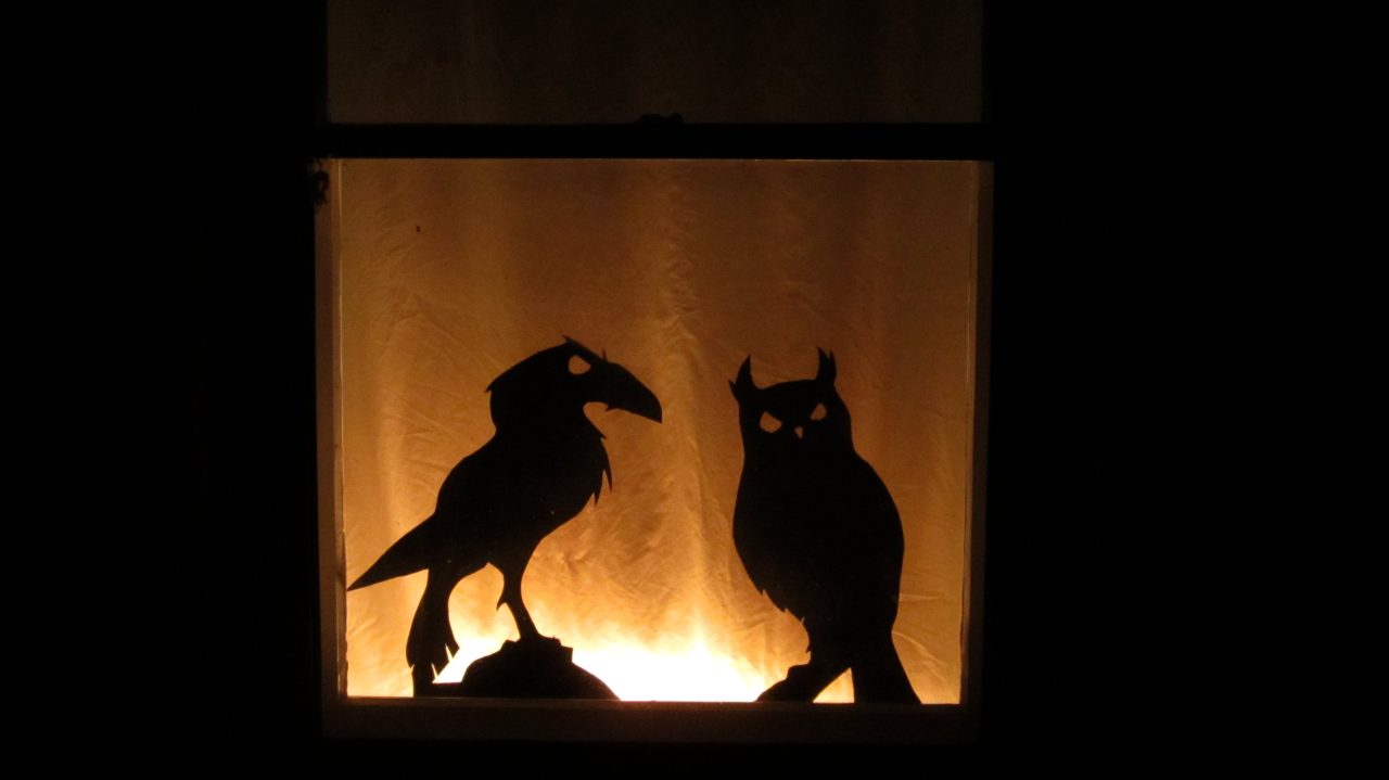 Halloween window decor ideas - Birds of the Night Silhouette