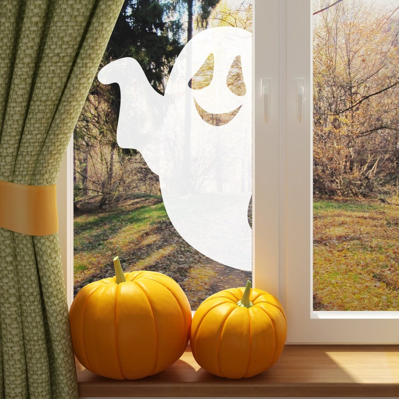 Halloween window decoration ideas - Friendly Ghost Decal