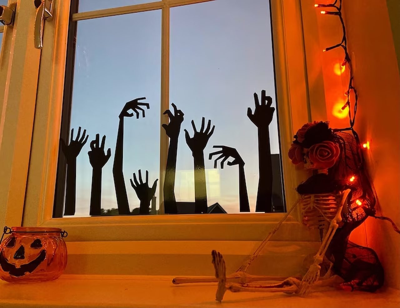 Halloween window decoration ideas - zombie hands