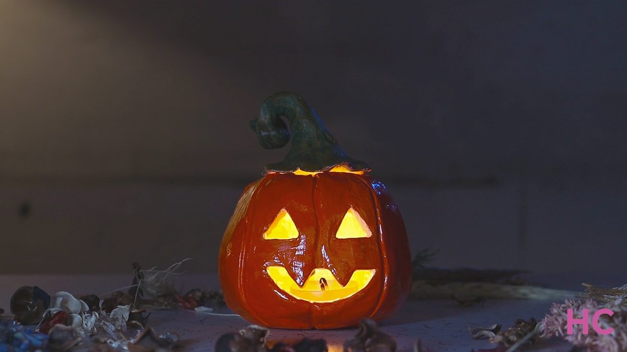 Jack-o-lantern candle holder from clay is ready-1