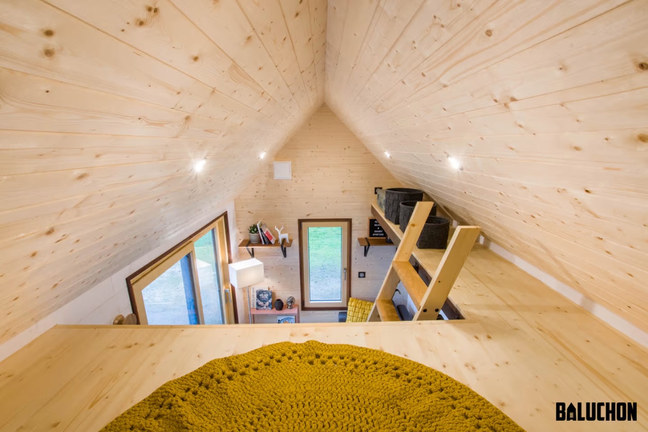 Mogote Tiny House- loft bedroom top view