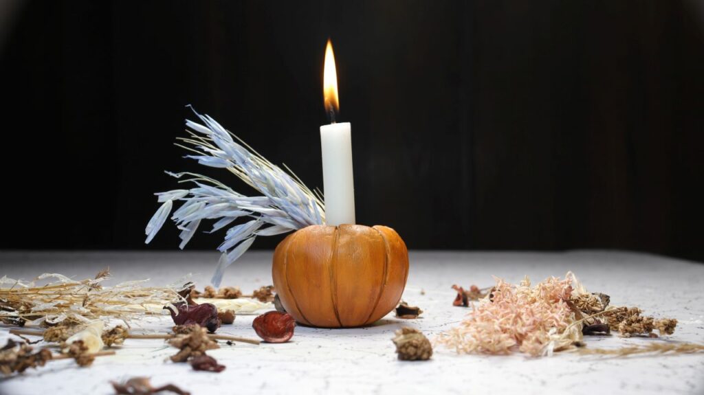 Pumpkin Clay Candle holder