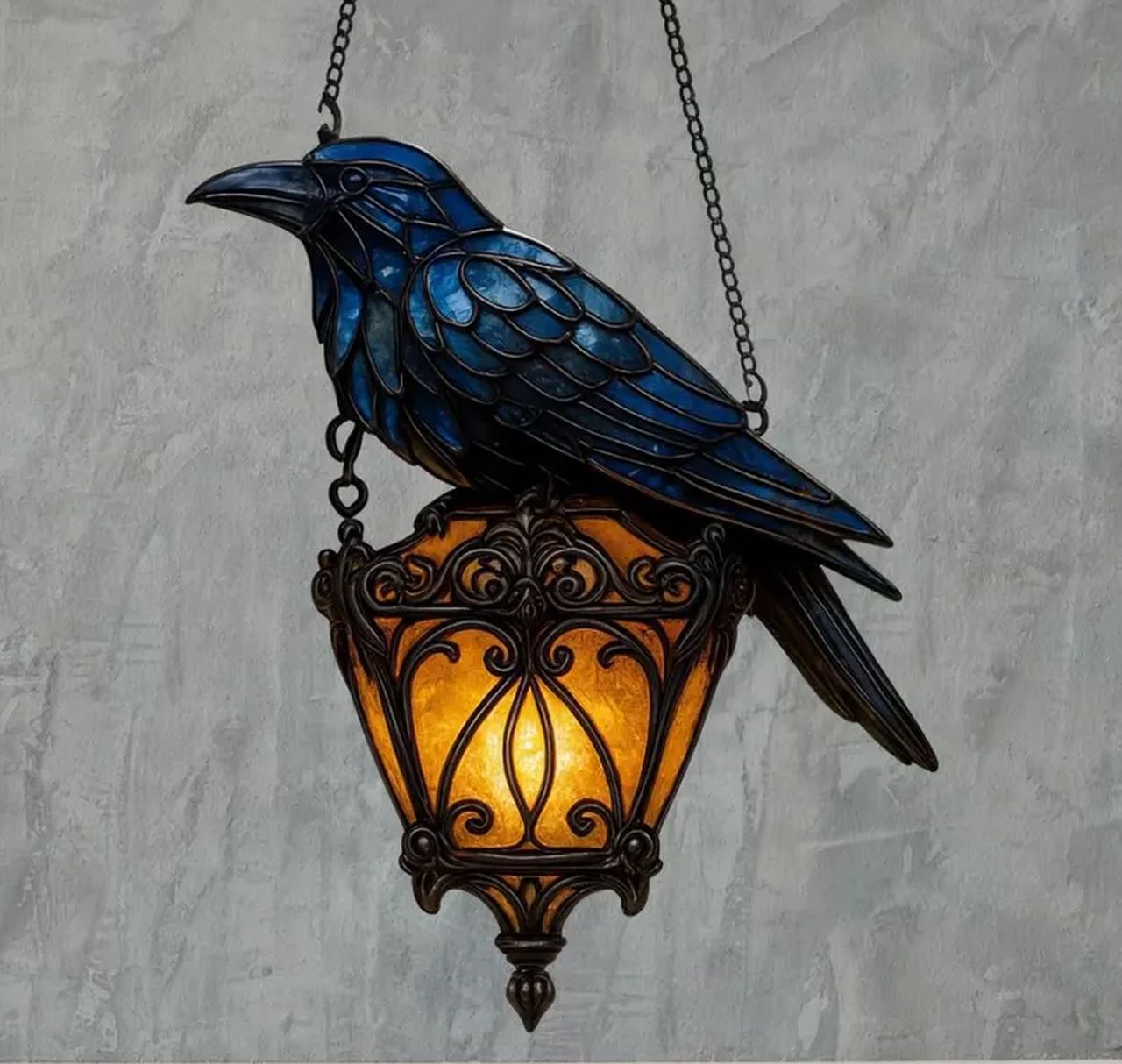 Raven Gothic on Lantern Acrylic Suncatcher