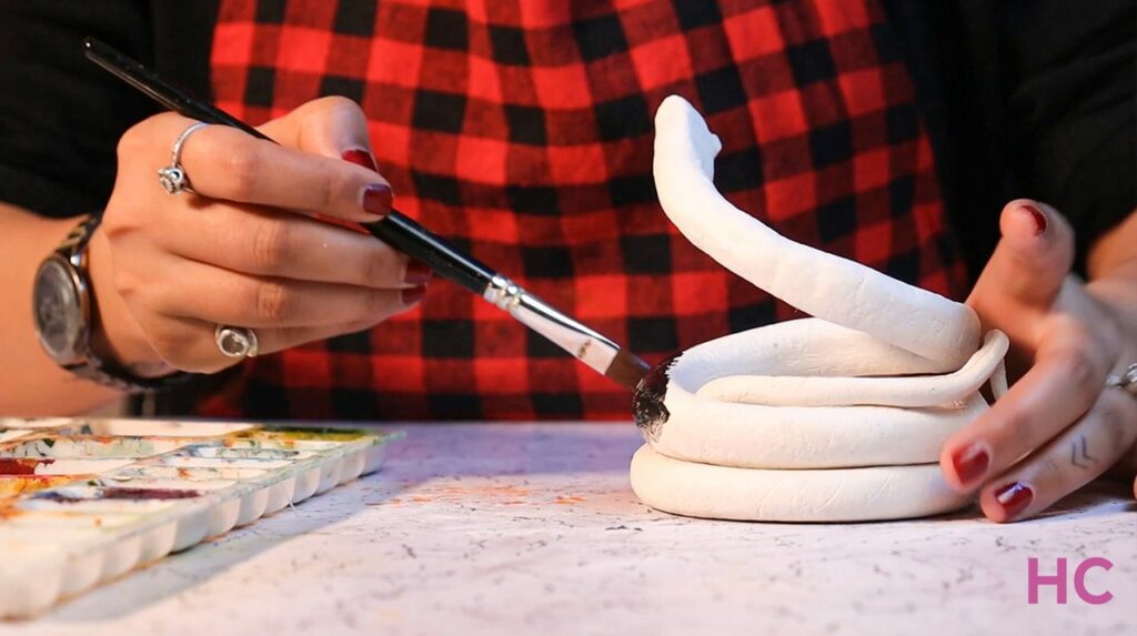 DIY Clay Snake candle holder - Halloween crafts
