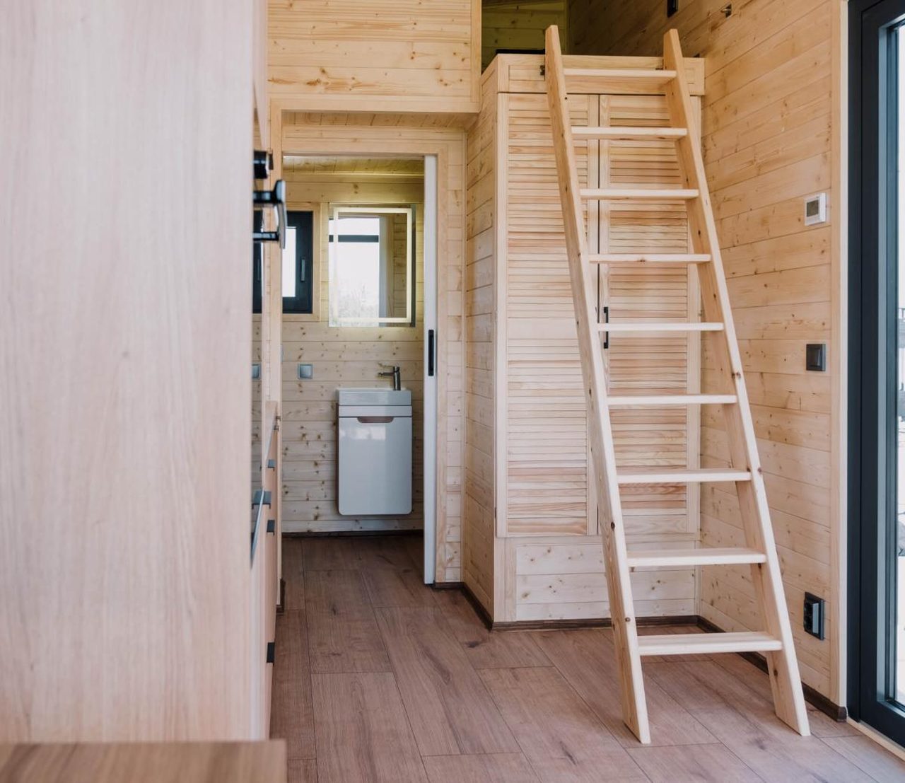 Taunus Tiny House-Stairs to Loft