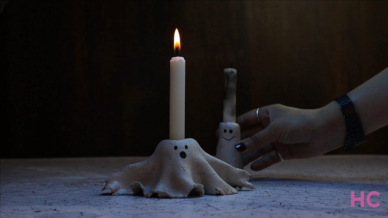 diy ghost candlestick holders