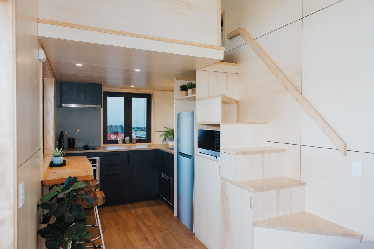 Twin-loft Scotty Tiny House-Storage-Integrated Staircase