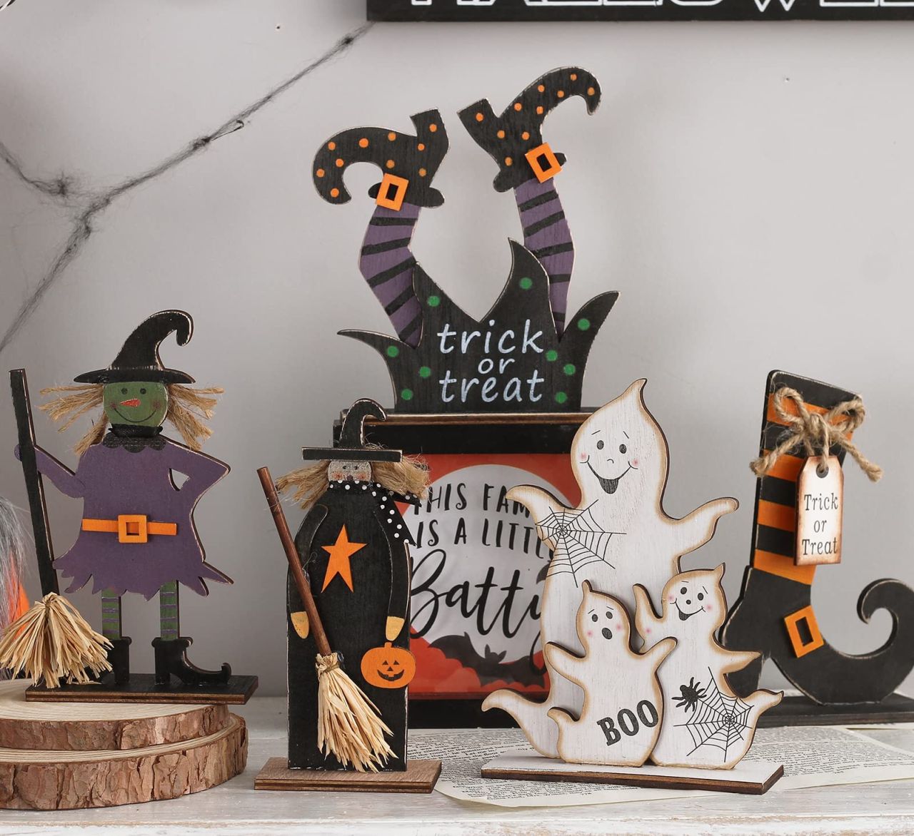 5pcs Halloween Wooden Decorations