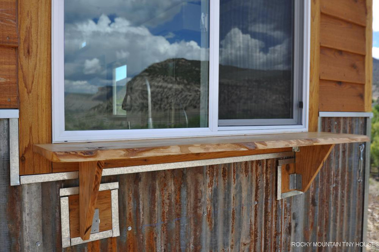 Ad Astra Tiny House-outdoor kitchen shelf