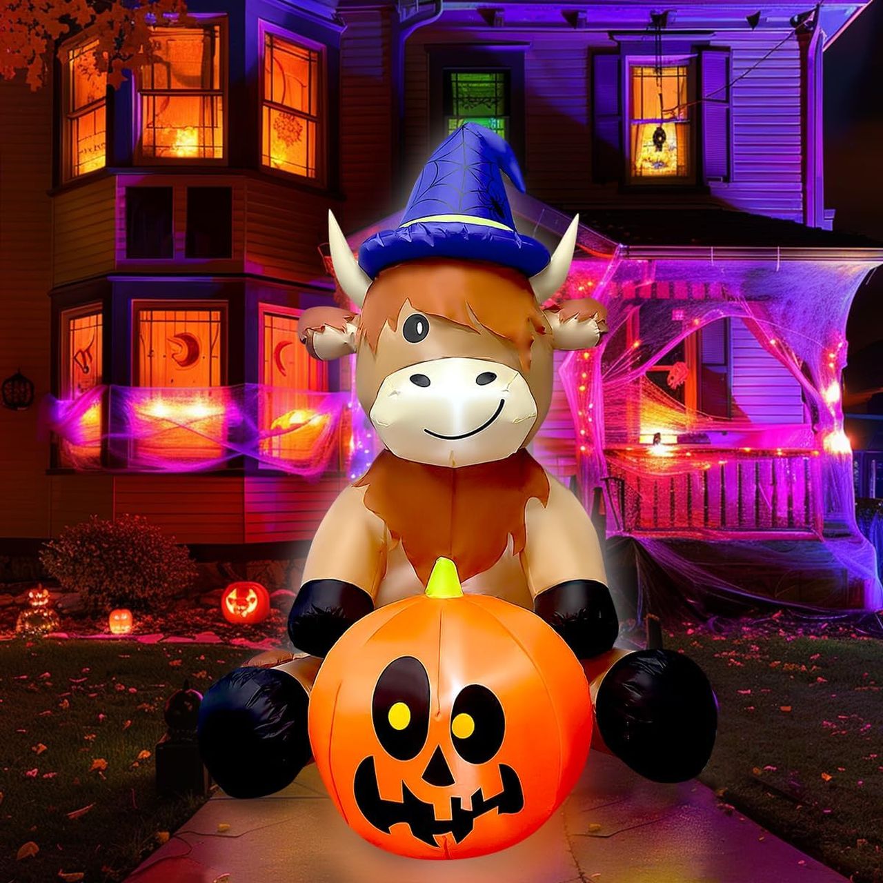 Cow Holding Pumpkin Inflatable