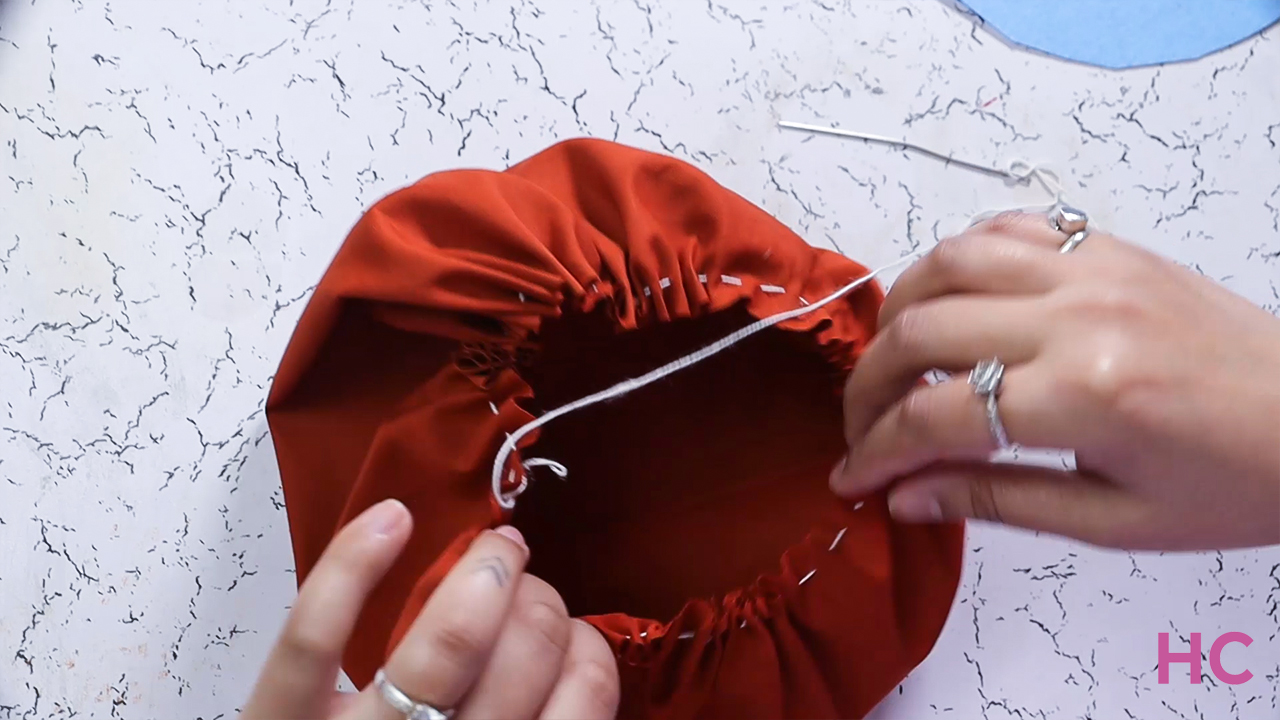 DIY Fabric Pumpkin Tutorial- a pouch is created