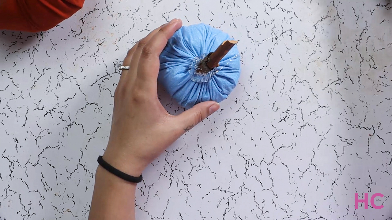 DIY Felt Pumpkin Tutorial- stick a tiny twig