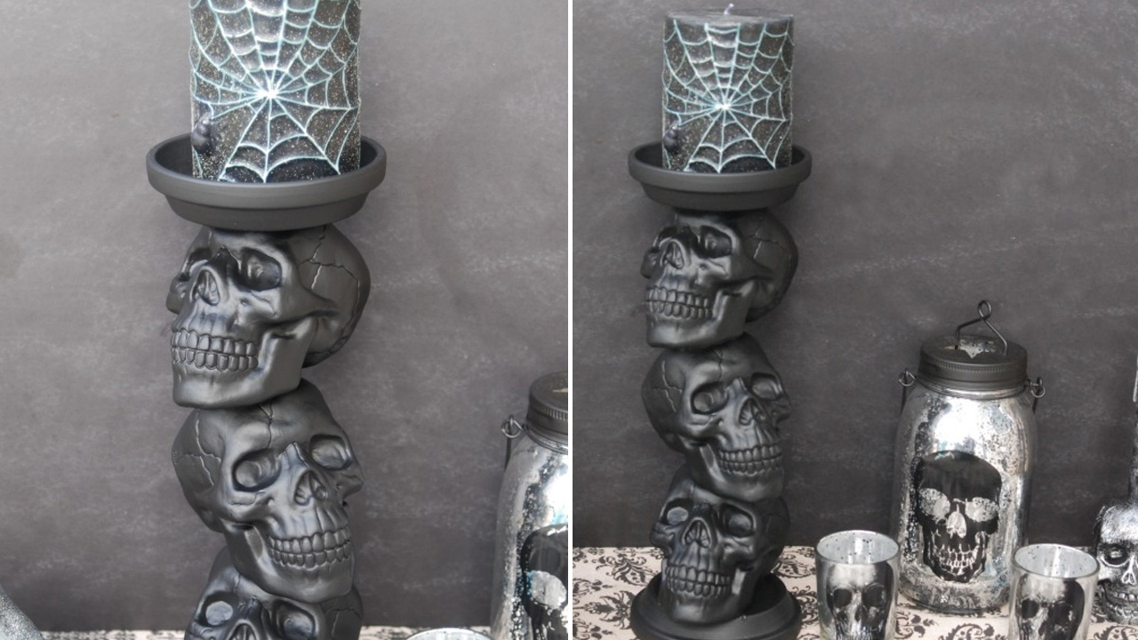 DIY Skull Candle Holder