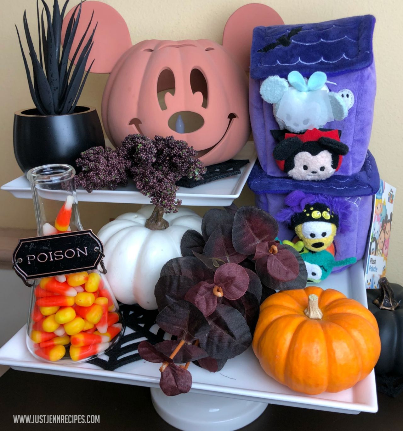 Disney themed tiered tray for Halloween