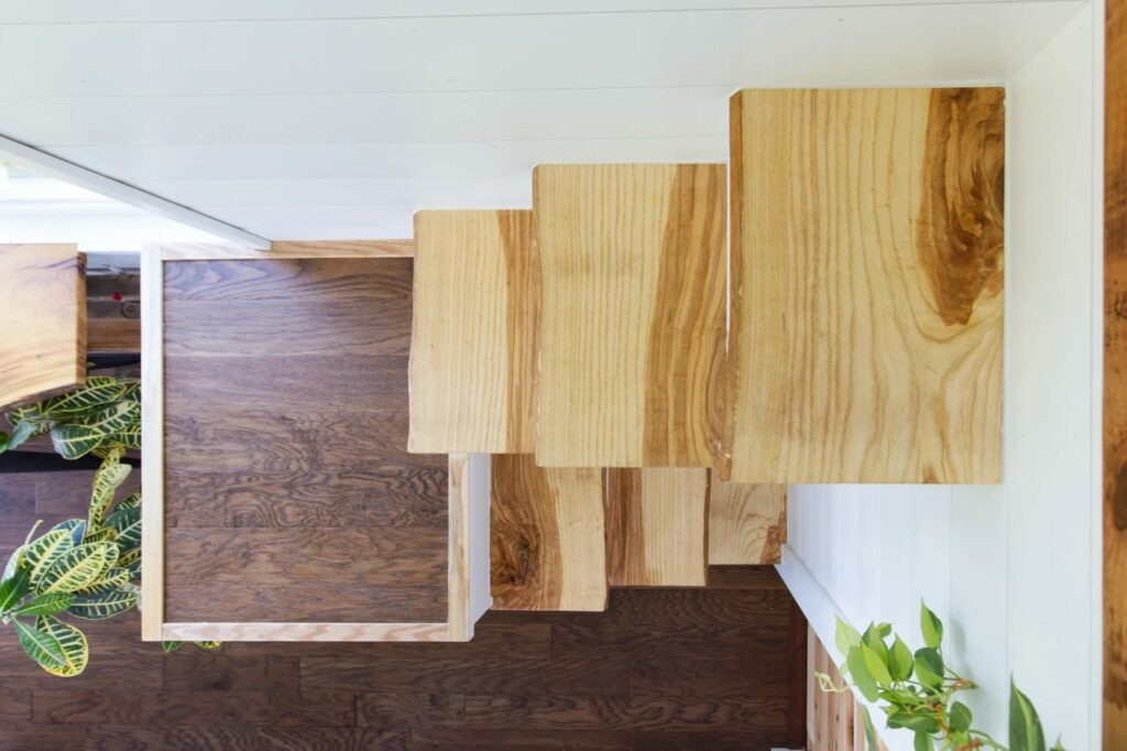 Fern Tiny House - Live-Edge wooden stairs