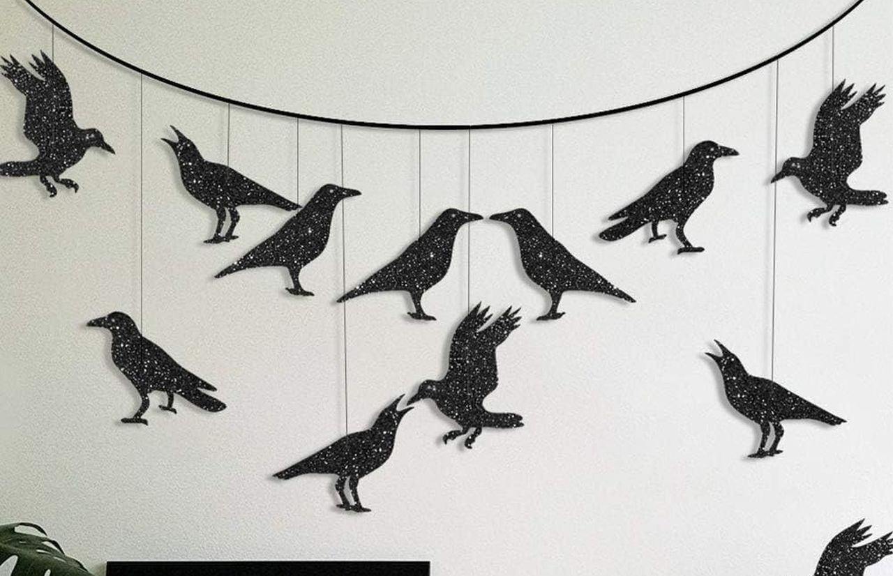 Glitter Black Crow Garland