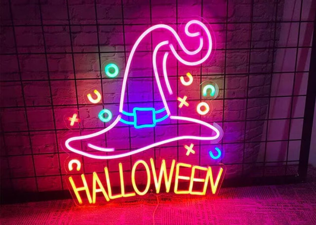 Halloween LED neon light witch hat