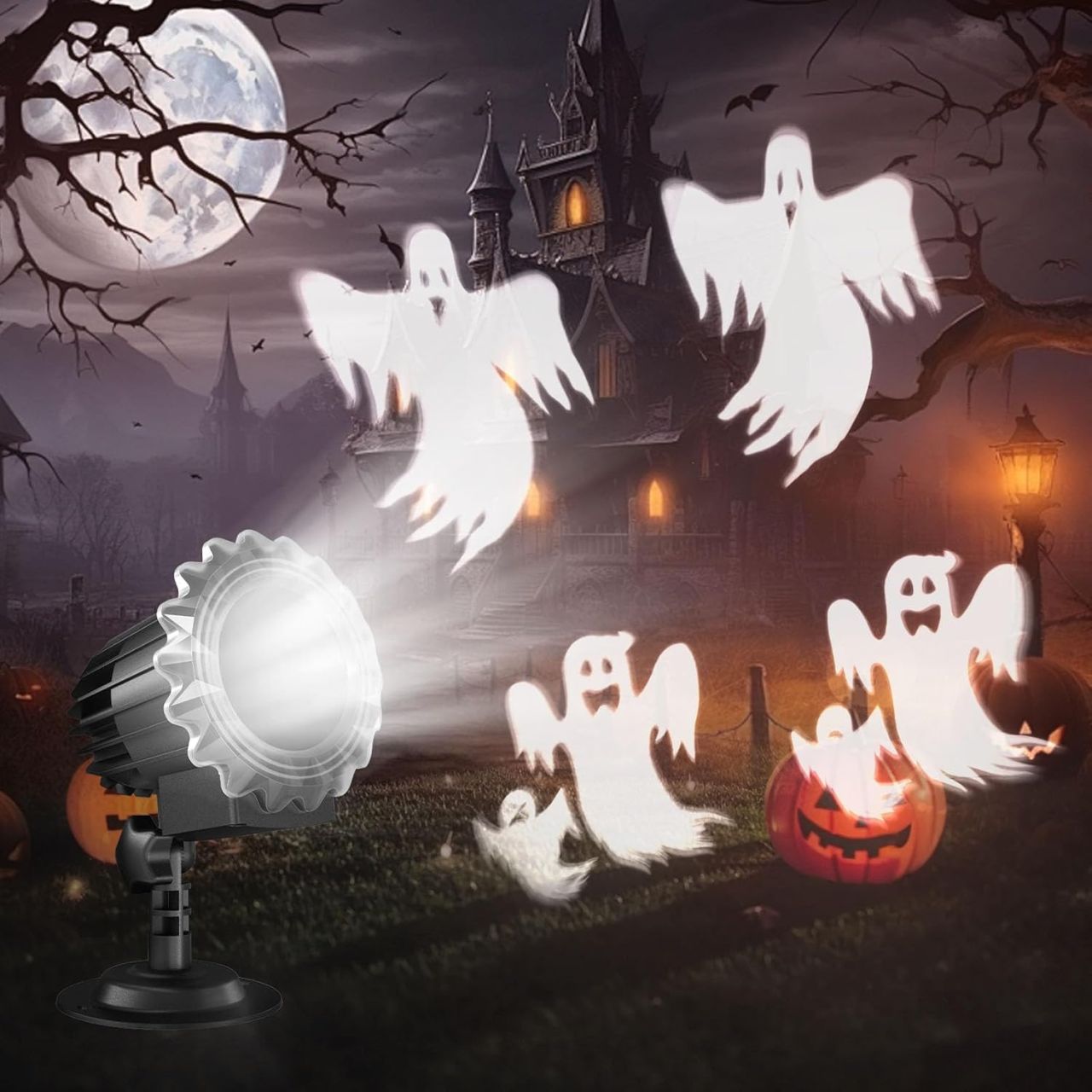 Halloween projector spooky white ghosts