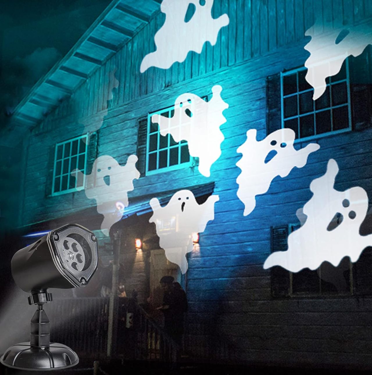 Halloween-projector- with floating ghosts