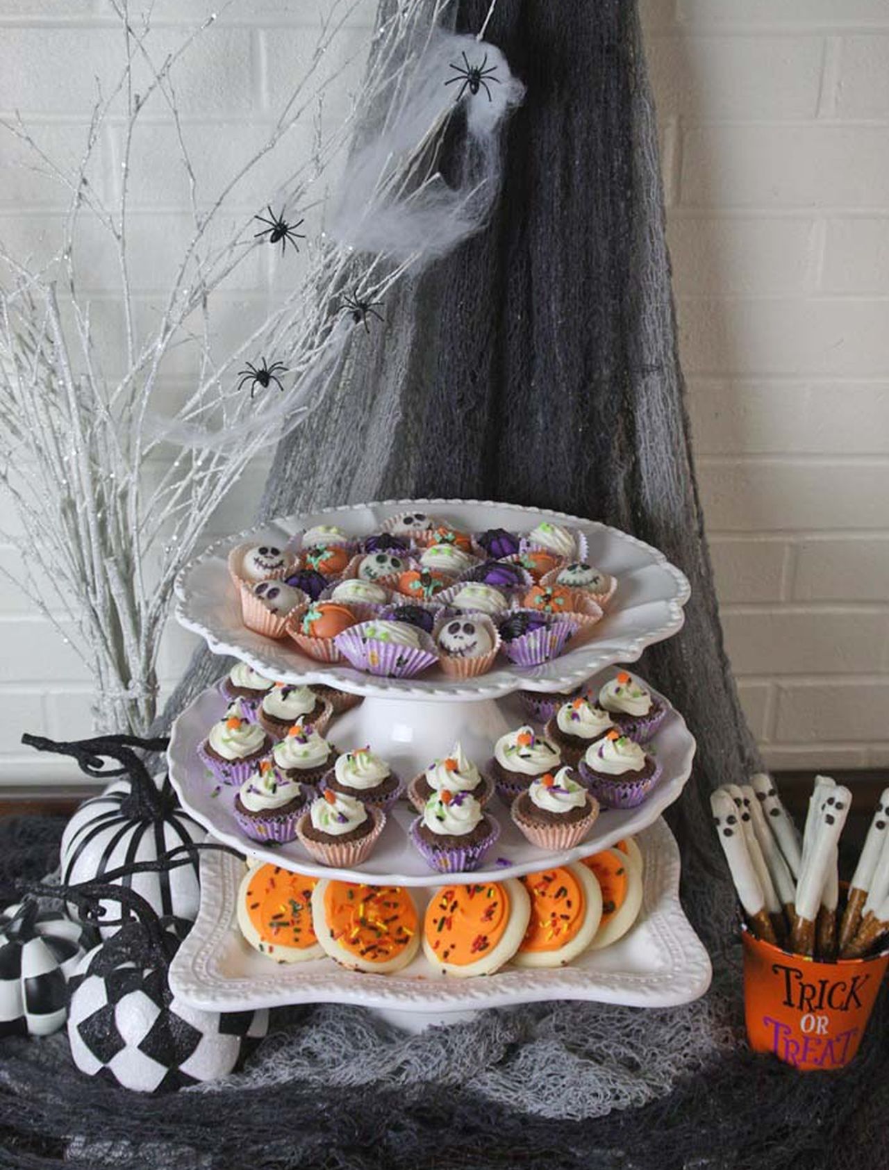 Halloween theme sweet treats for tiered tray