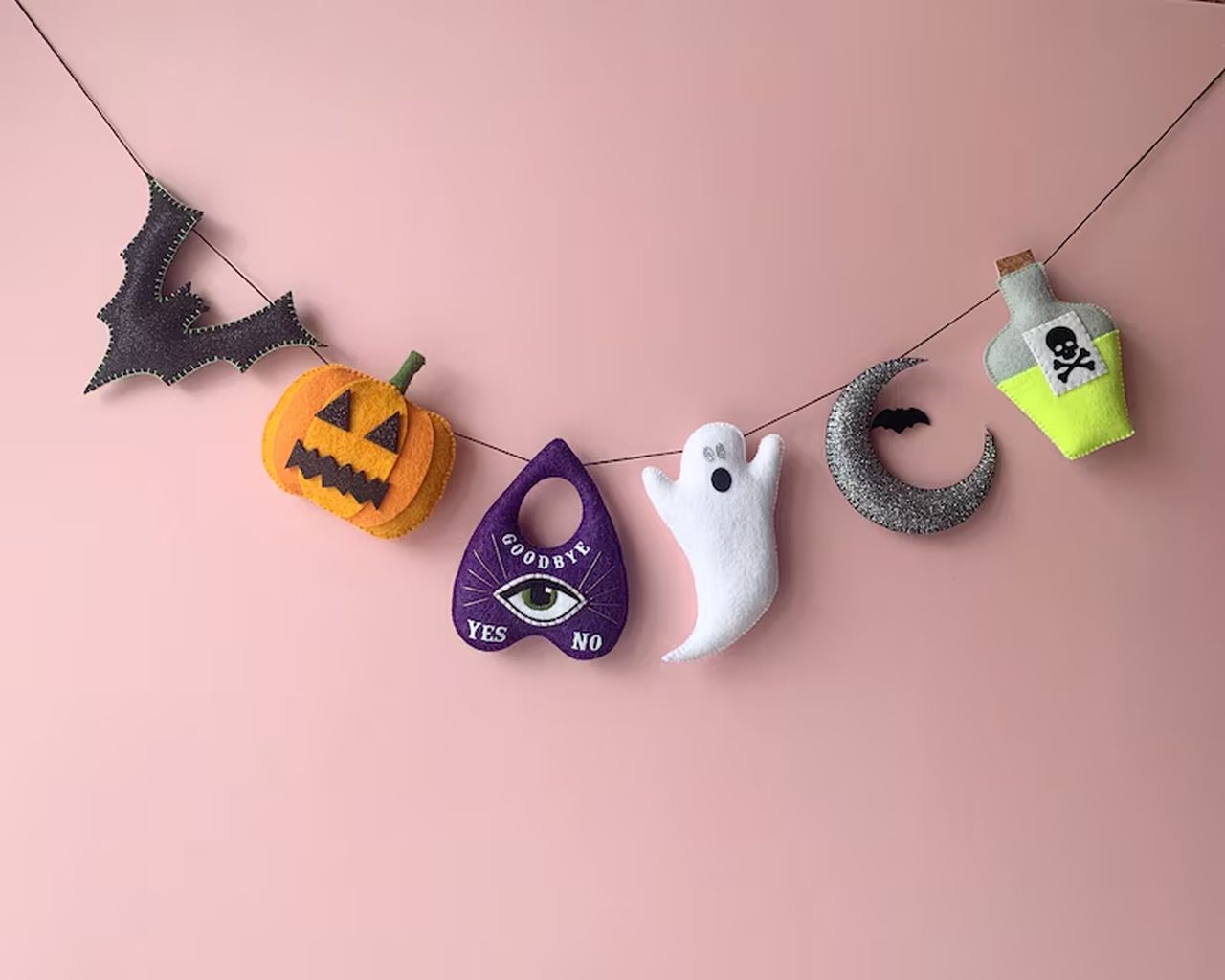 Handmade Embroidered Halloween Bunting