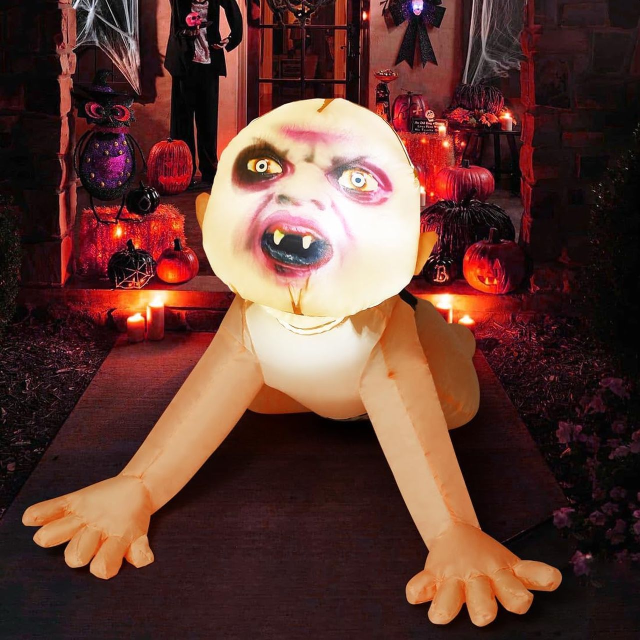 Inflatable Zombie Baby With Built-in LEDs