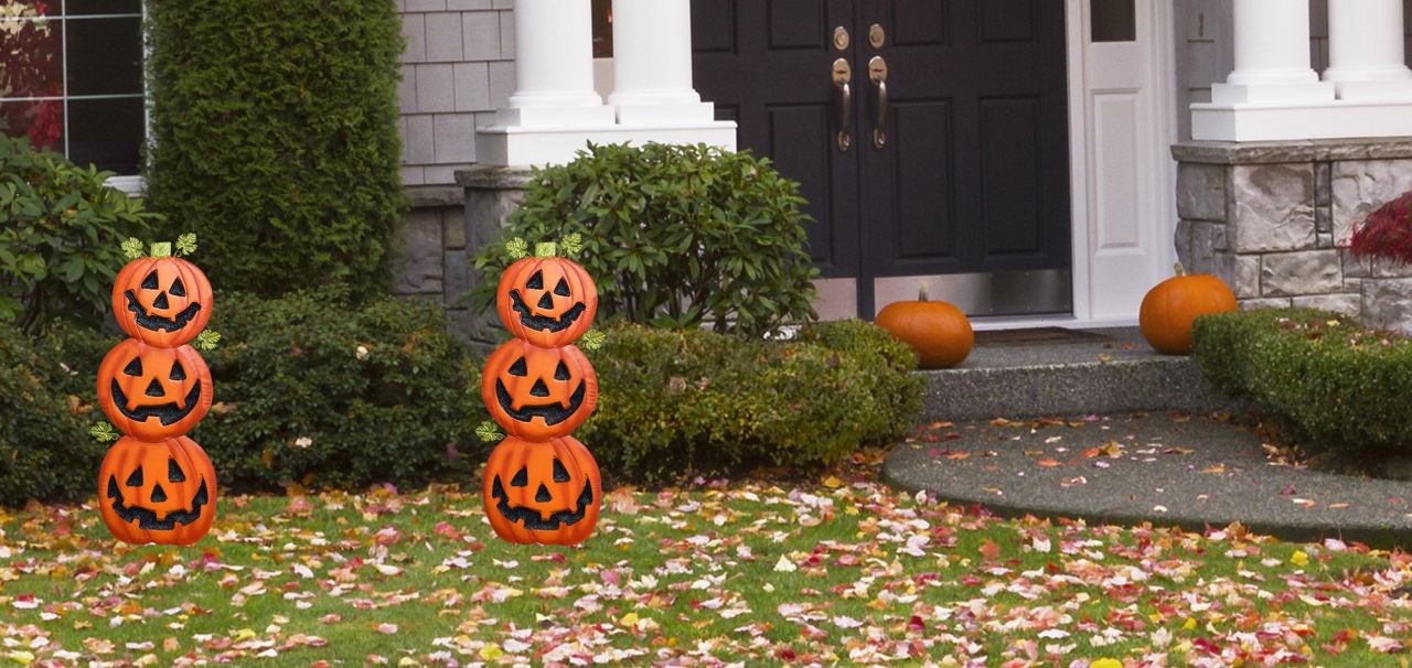 Jack-O-Lantern Pumpkin Yard Stakes