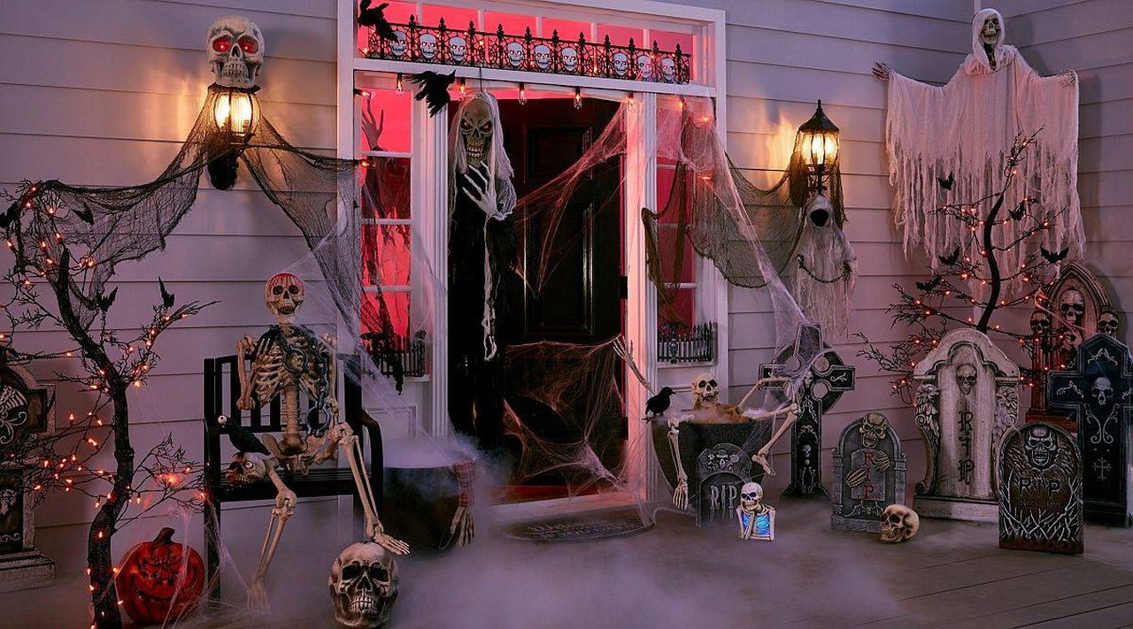 Maximalist Halloween Decor Ideas - A rich graveyard setup