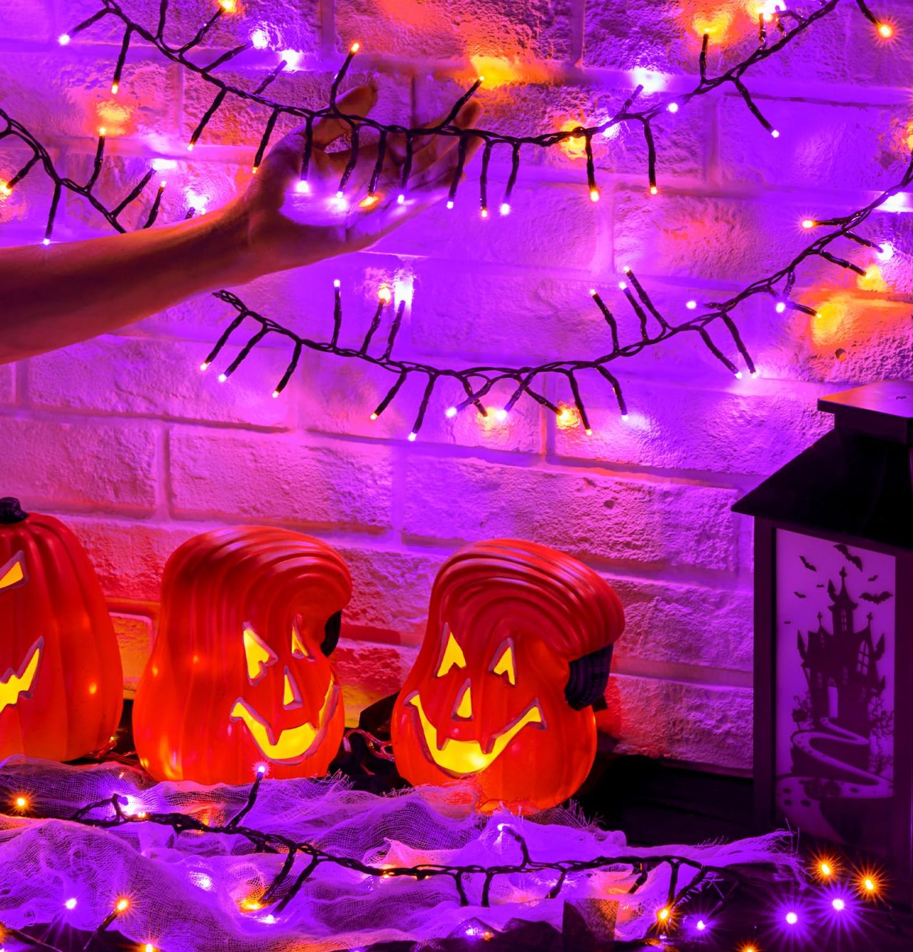 Orange and Purple Halloween Cluster Lights