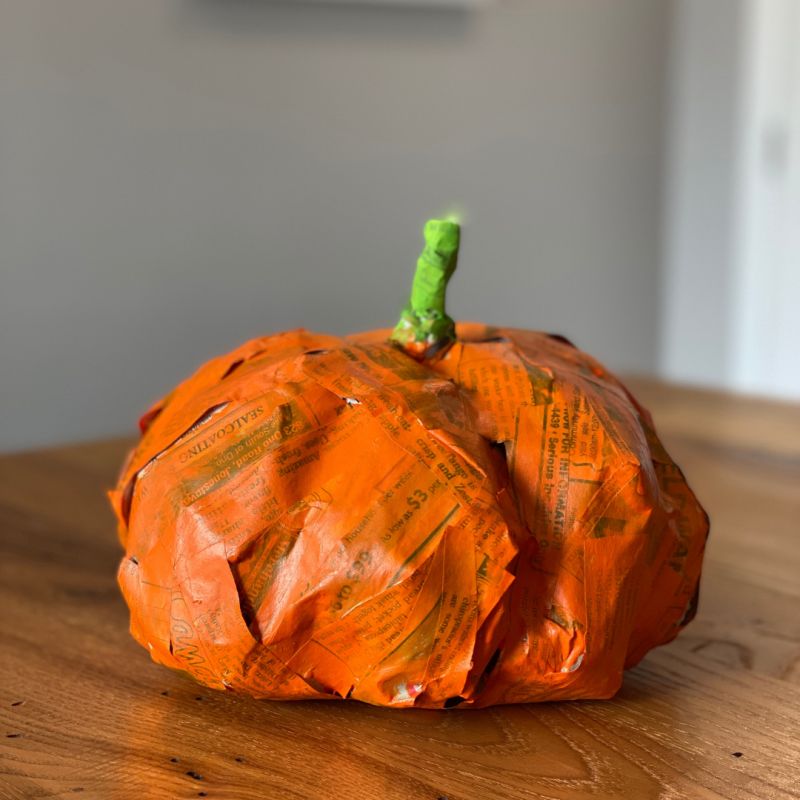 Recycled Paper Mâché Pumpkin for halloween decor