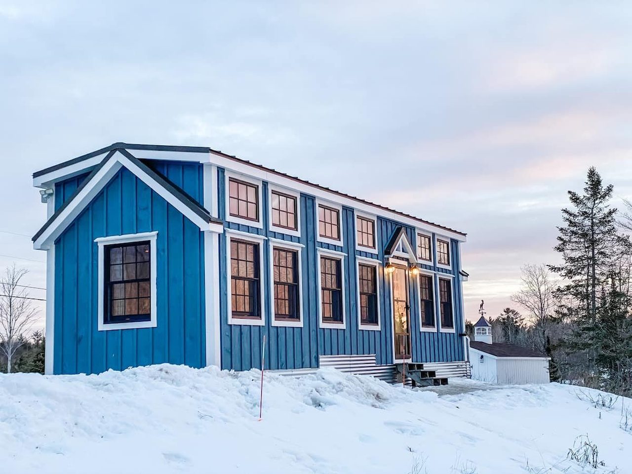 Sebago Tiny House in Snow