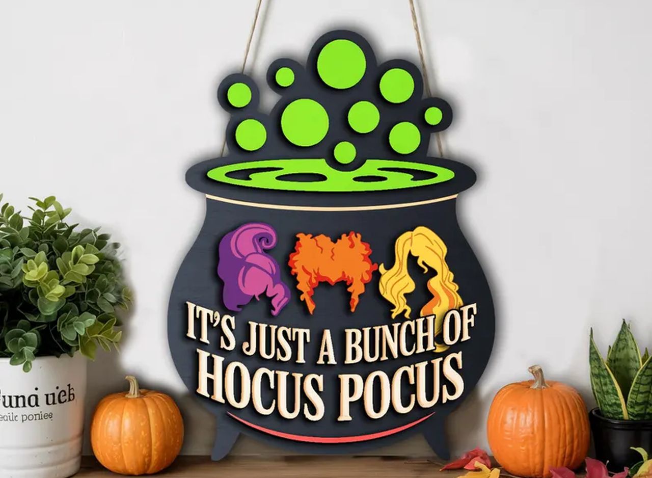 Witch Cauldron Door Sign