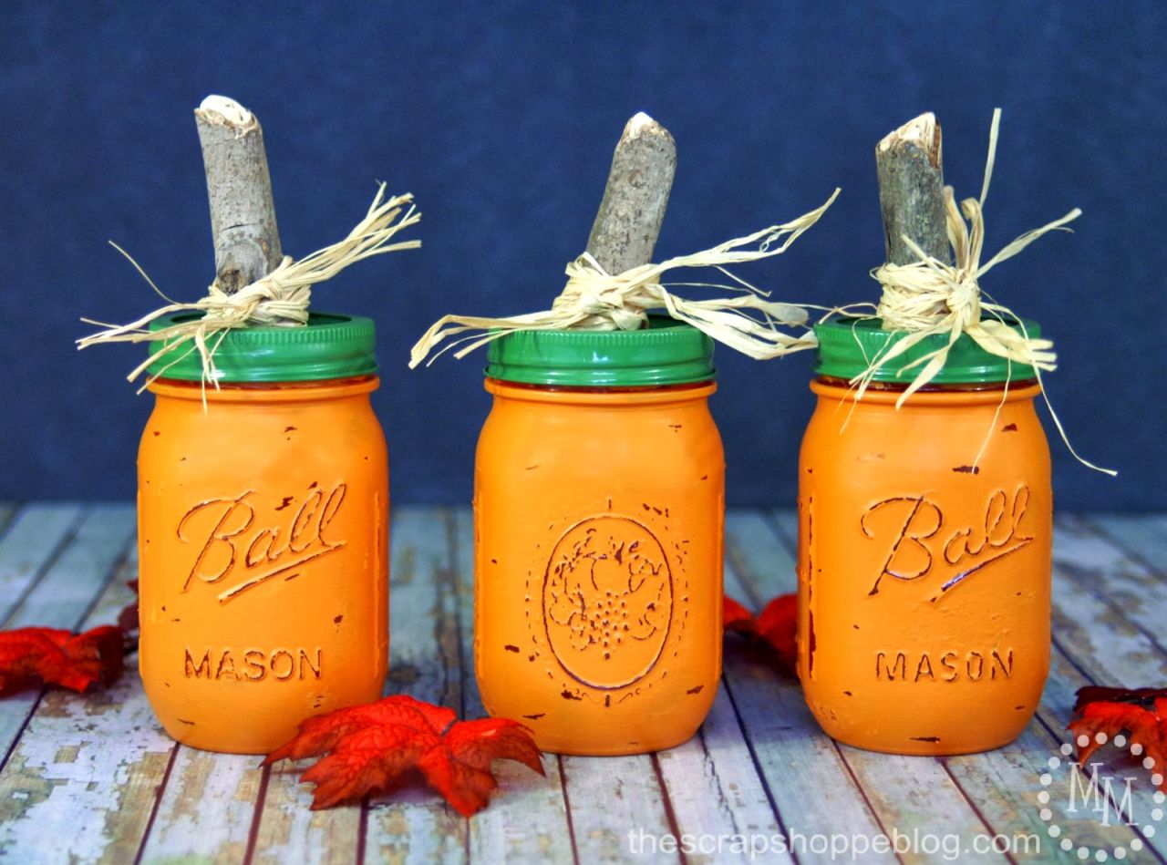 mason jar pumpkin decorations for halloween 