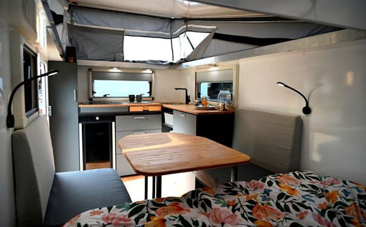 Aerocaabin One offers an L-shaped kitchen layout