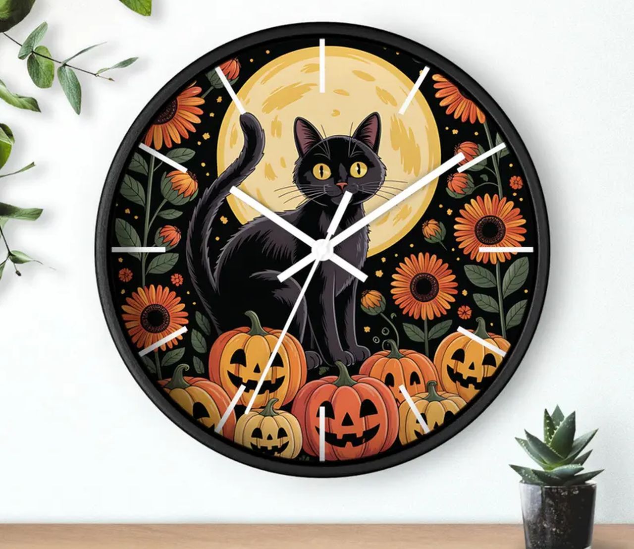 Black Cat Halloween Clock
