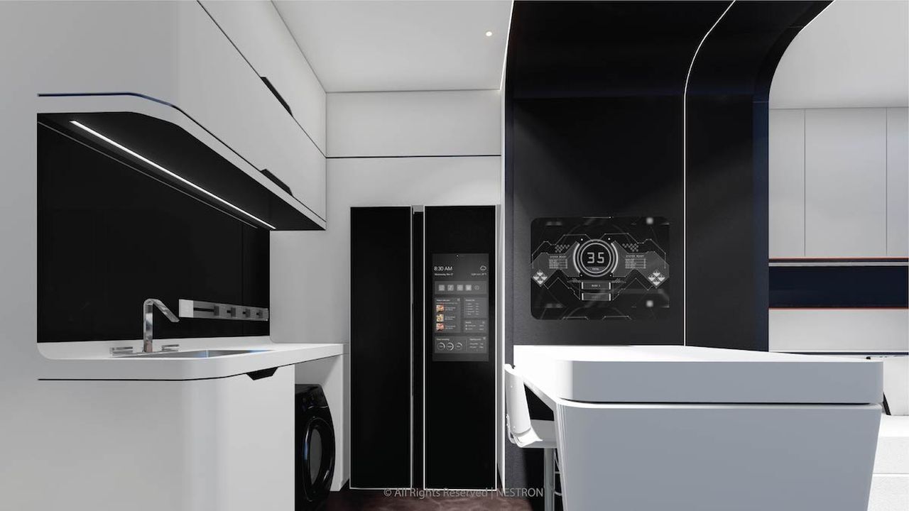 Cube 2X Smart Tiny House- displays modern kitchen appliances