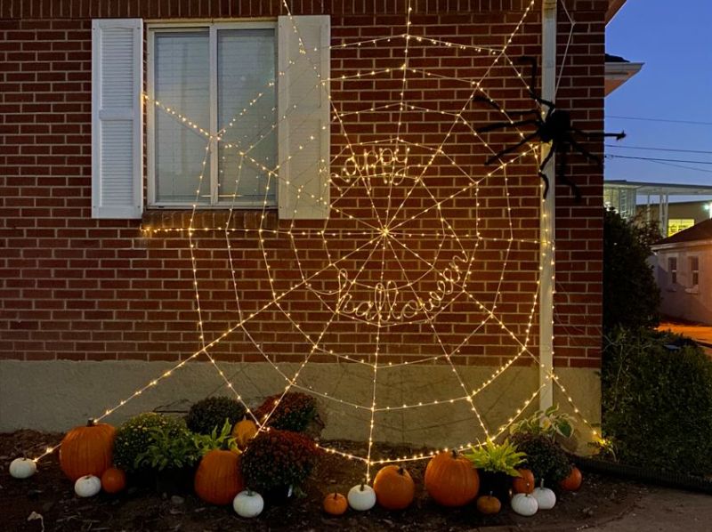 Lighted Spider Web for Halloween outdoor decor 