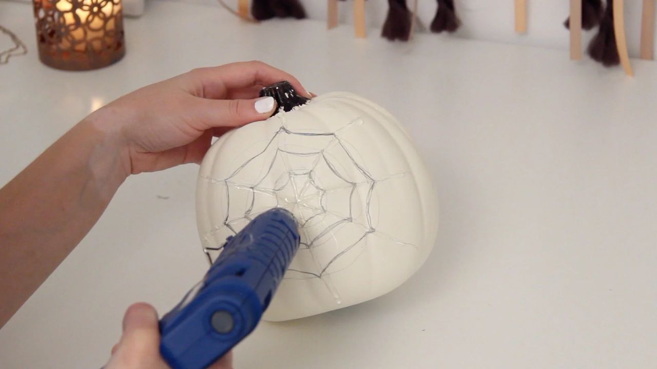 DIY Hot Glue Spider Webs for Halloween decor 