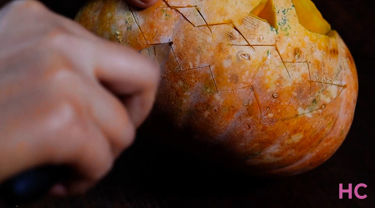 Easy Jack-O-Lantern Carving- carve the mouth