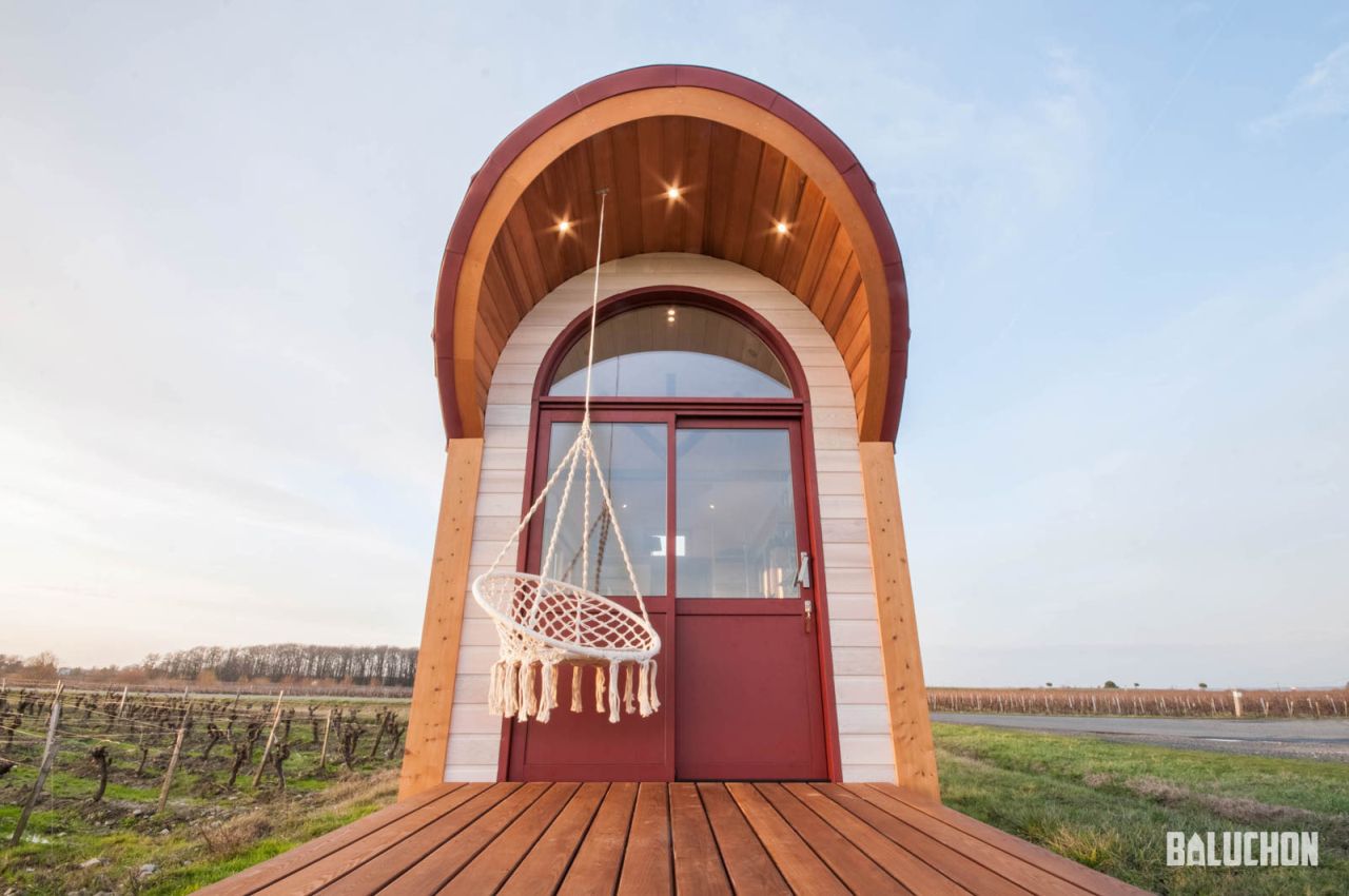 Gorgeous exterior of Flamenco tiny house on wheels in France 