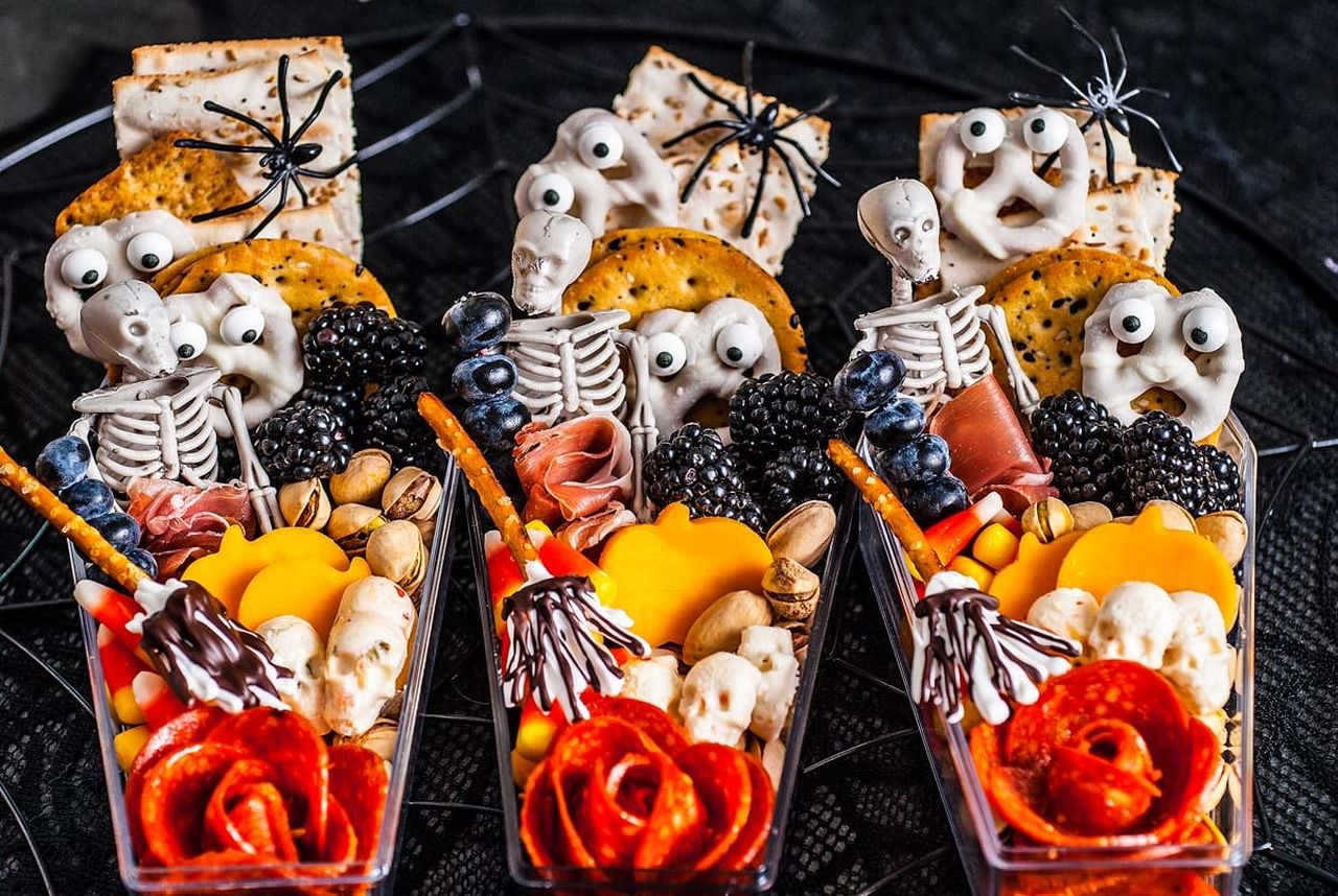 Halloween Grazing Boards -Halloween Charcuterie Board Skeleton