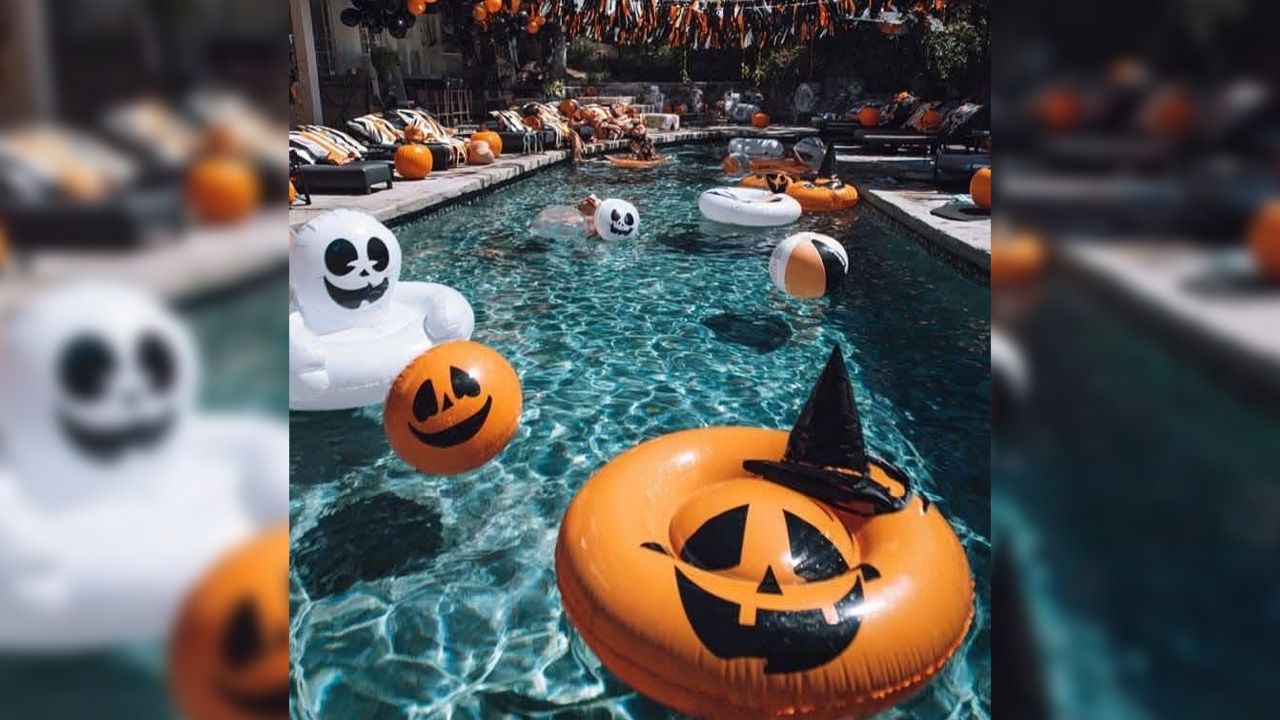 Halloween Pool Party Decorations - Balloon Jack-o’-Lanterns and Ghosts