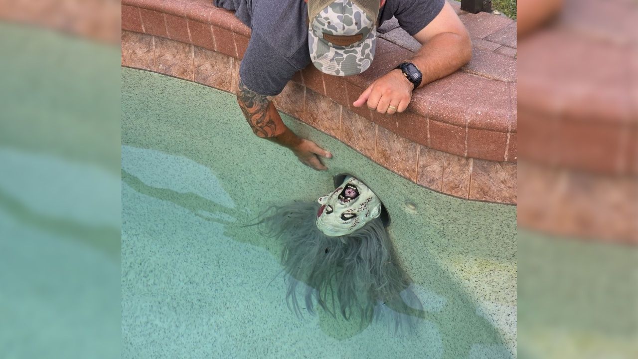 Halloween Pool Party Decorations - Zombie Head in the Pool