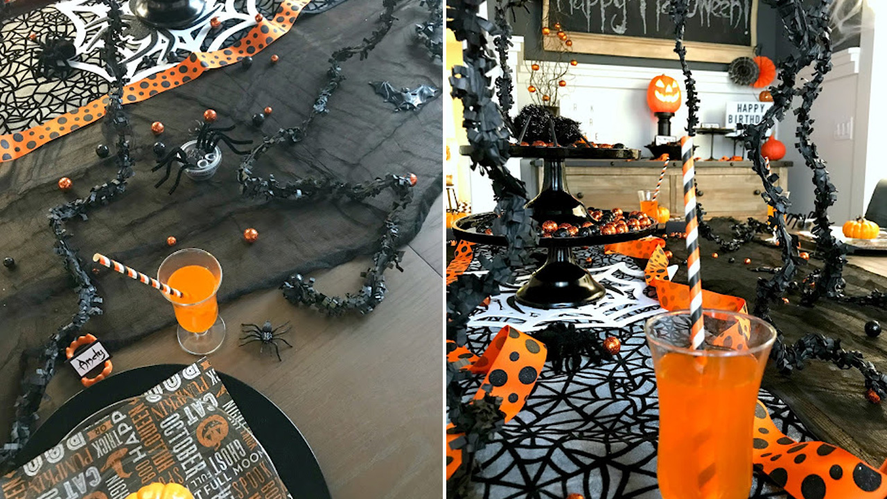 Halloween table decoration ideas -creepy crawlies table decoration