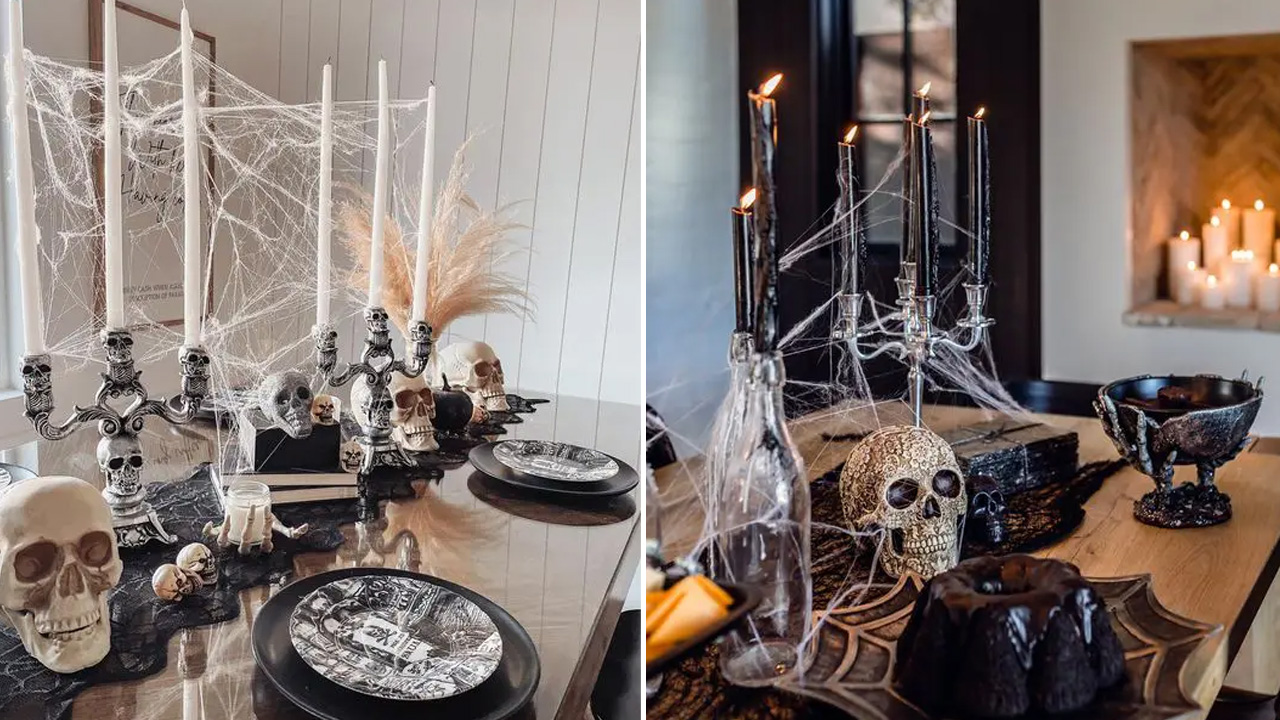 Halloween table decoration ideas -spiders and webs