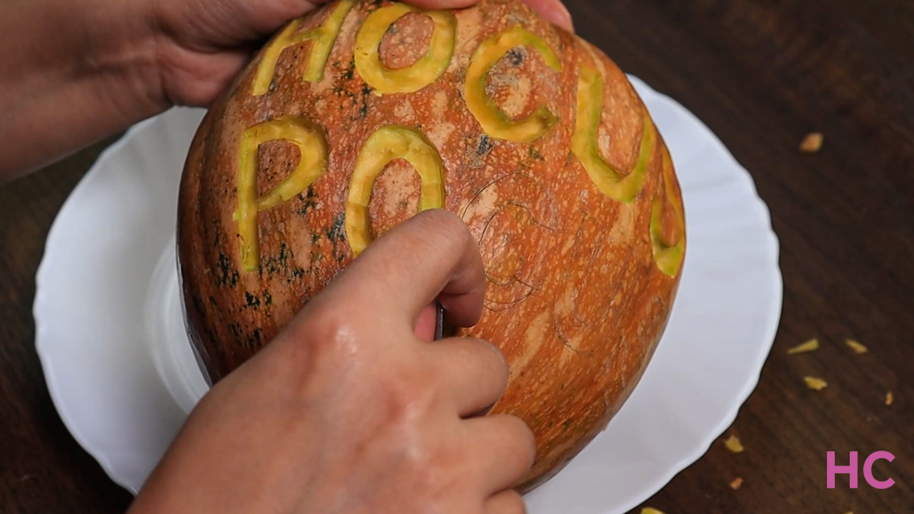 Hocus Pocus Pumpkin Carving - carve the skin within outlines 1