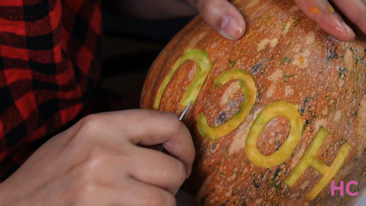 Hocus Pocus Pumpkin Carving - carve the skin within outlines